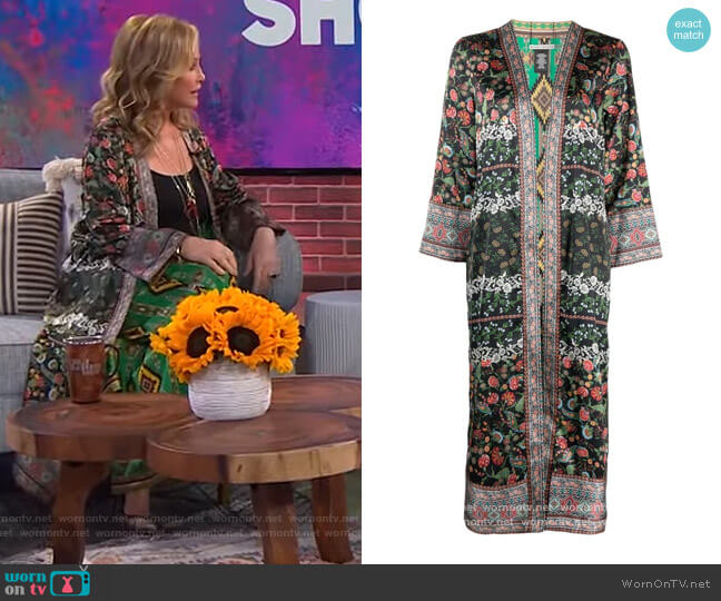 Floral-print Kimono Coat by Alice + Olivia worn by Kathy Hilton on The Kelly Clarkson Show