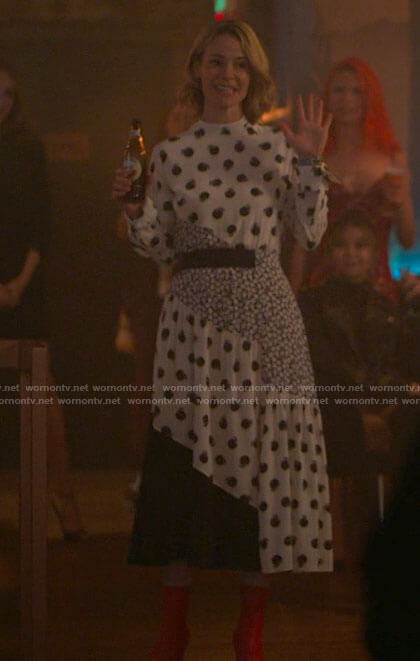 Alice’s mixed print long sleeve dress on The L Word Generation Q