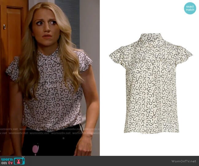 Alice + Olivia Horseshoe Bend Malinda Top worn by Gina Dabrowski (Annaleigh Ashford) on B Positive