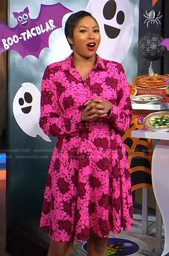 Alicia's pink and red floral shirtdress on Good Morning America
