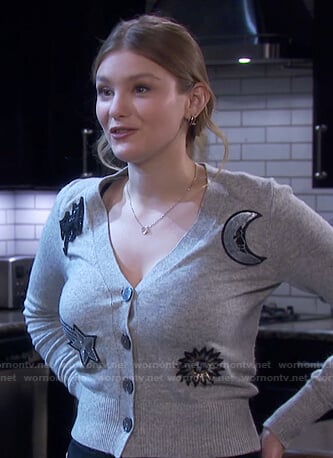 Allie's grey patch cardigan on Days of our Lives