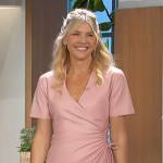 Amanda’s pink leather wrap dress on The Talk