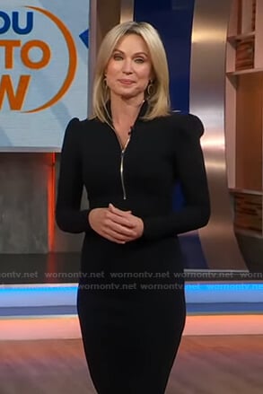 Amy's black zip front dress on Good Morning America