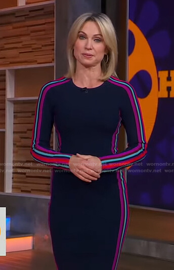 WornOnTV: Amy’s navy dress with side stripes on Good Morning America ...