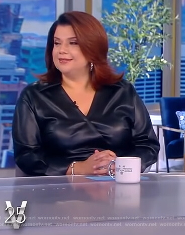 WornOnTV: Ana’s black leather wrap dress on The View | Ana Navarro ...
