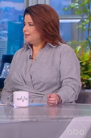 Ana’s gray tie waist shirtdress on The View