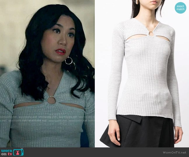 Anna Quan Laila cut-out knitted top worn by Melody Bayani (Liza Lapira) on The Equalizer