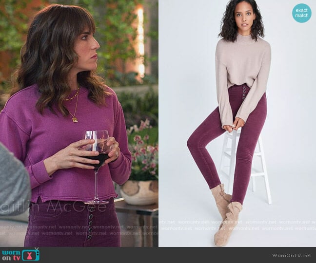 Pilcro High-Rise Button-Fly Skinny Corduroy Pants by Anthropologie worn by Marina (Karla Souza) on Home Economics