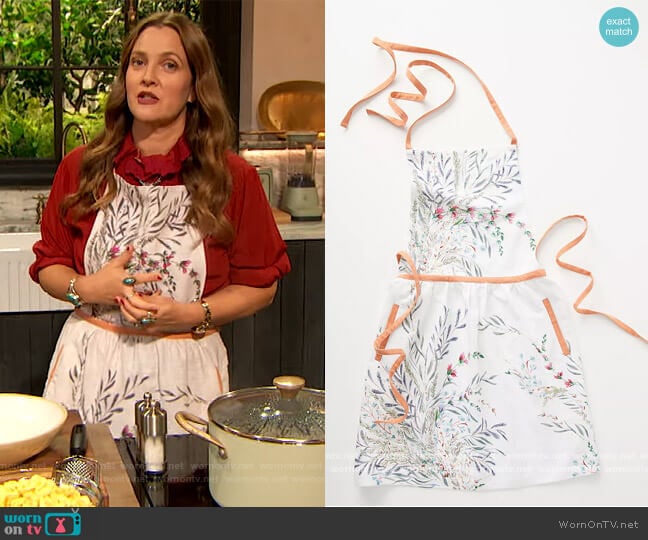 Printemps Apron by Anthropologie worn by Drew Barrymore on The Drew Barrymore Show