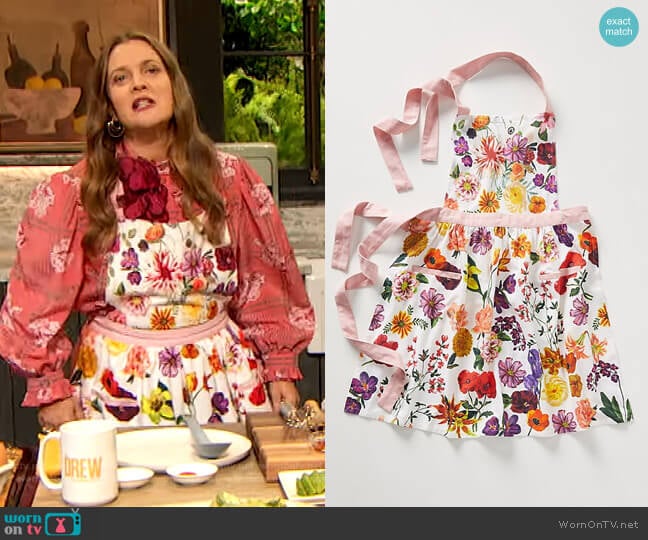 Nathalie Lete Helena Apron by Anthropologie worn by Drew Barrymore on The Drew Barrymore Show