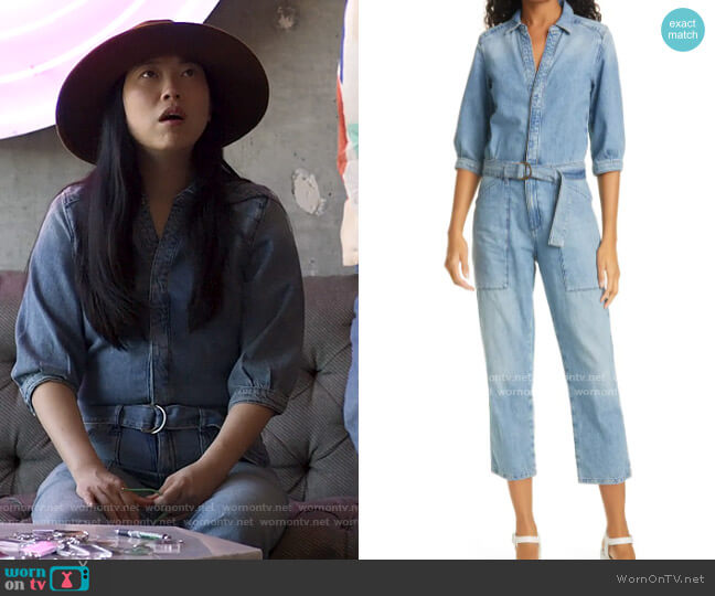 Nora’s denim jumpsuit on Awkwafina is Nora From Queens