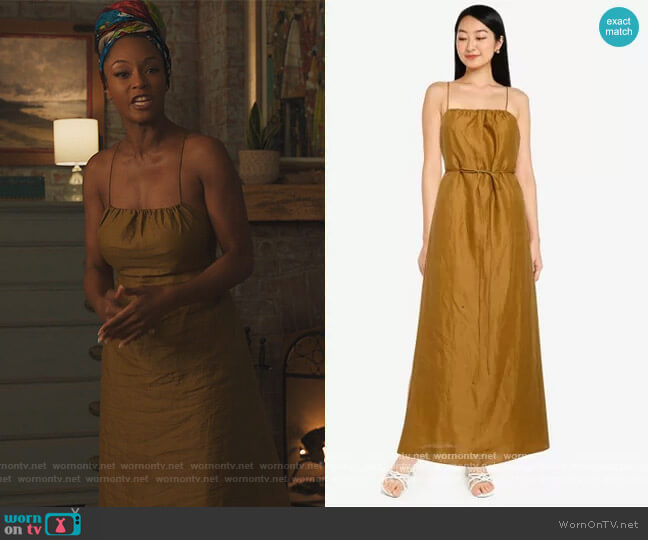 Strappy Shirred Maxi Dress by Banana Republic worn by Angela Vaughn (Yaya DaCosta) on Our Kind of People