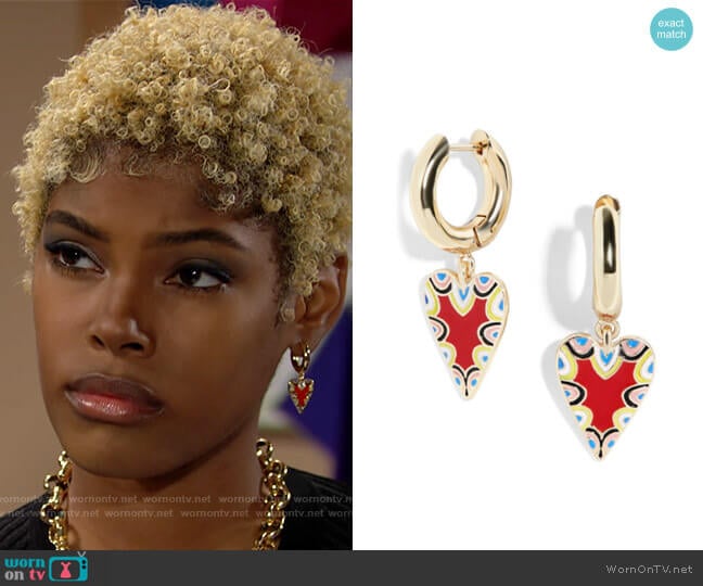 Baublebar Vida Heart Huggie Earrings worn by Paris Buckingham (Diamond White) on The Bold and the Beautiful