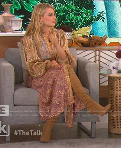 Beth Behr’s paisley print midi dress on The Talk