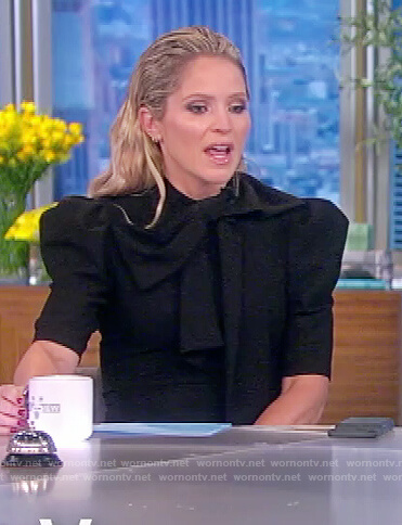 Sunny’s black bow front jumpsuit on The View