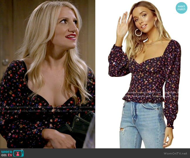 Blue Life Oscar Floral Top worn by Gina Dabrowski (Annaleigh Ashford) on B Positive