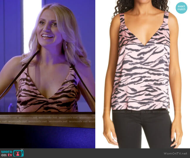 Cami NYC The Diane Prism Zebra Silk Tank worn by Gina Dabrowski (Annaleigh Ashford) on B Positive