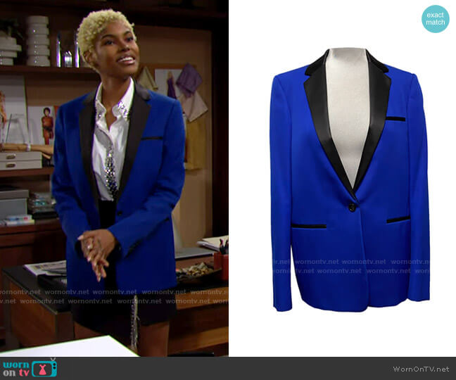 Celine Blue Blazer worn by Paris Buckingham (Diamond White) on The Bold and the Beautiful