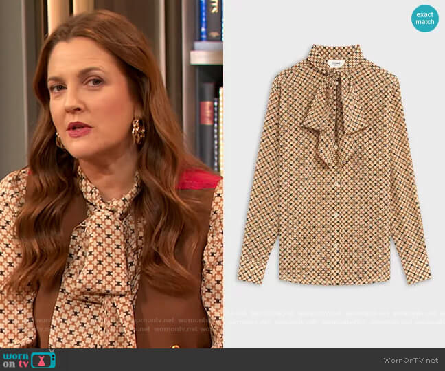 Loose Shirt in Printed Crepe de Chine by Celine worn by Drew Barrymore on The Drew Barrymore Show