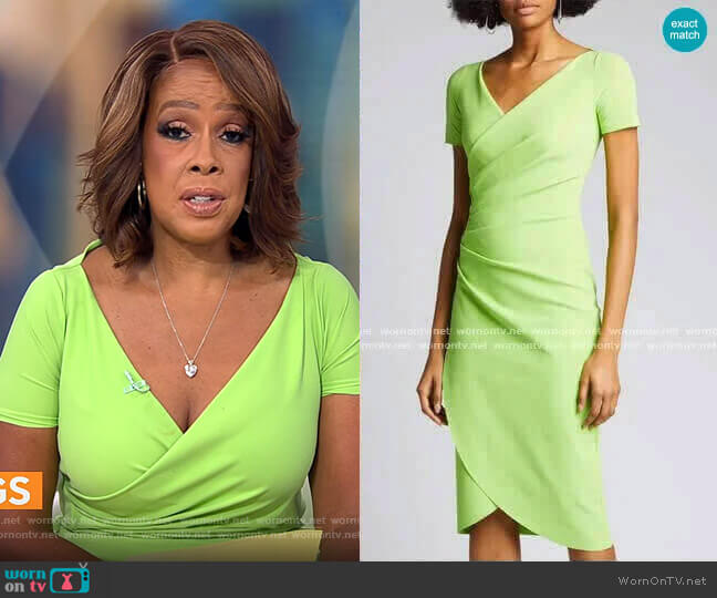 Chiara Boni La Petite Robe V-Neck Short-Sleeve Wrap-Front Dress worn by Gayle King on CBS Mornings