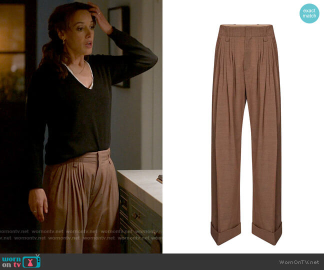 Chloe High-rise wide-leg virgin wool pants worn by Bette Porter (Jennifer Beals) on The L Word Generation Q