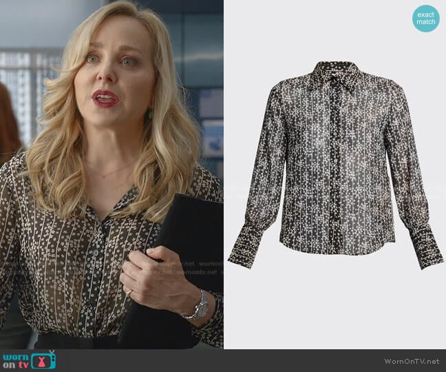 Floral-Print Striped Shirt by Chloe worn by Marissa Morgan (Geneva Carr) on Bull