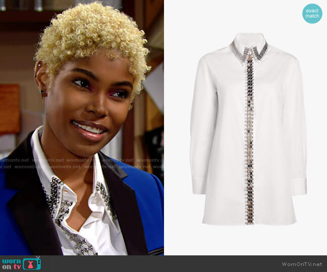 Christopher Kane Chain-Accent Shirt worn by Paris Buckingham (Diamond White) on The Bold and the Beautiful