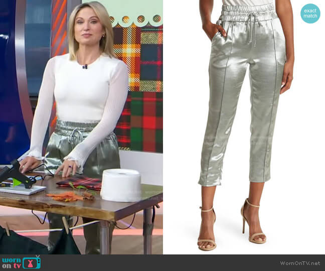 Wornontv Amys White Sheer Sleeve Top And Satin Pants On Good Morning America Amy Robach 