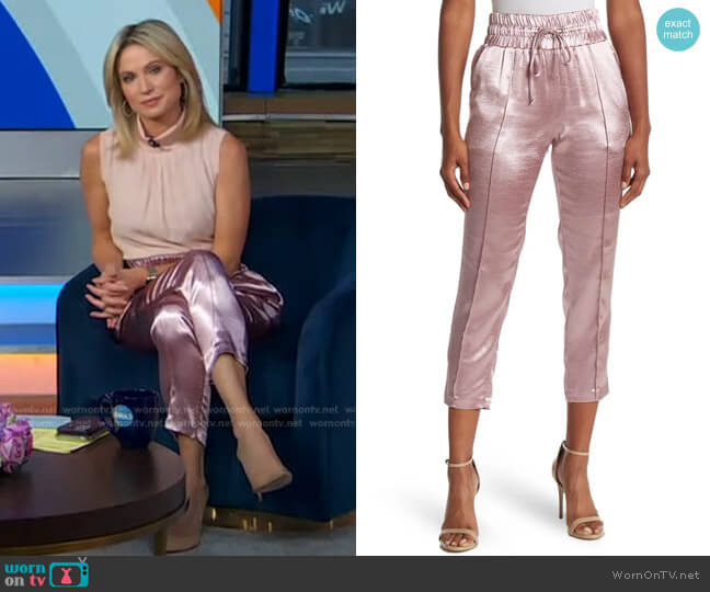 WornOnTV: Amy’s pink sleeveless top and satin cropped pants on Good ...