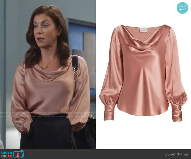 Taylee Cowlneck Silk Blouse by Cinq a Sept