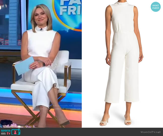 WornOnTV: Amy’s white mock neck sleeveless jumpsuit on Good Morning ...