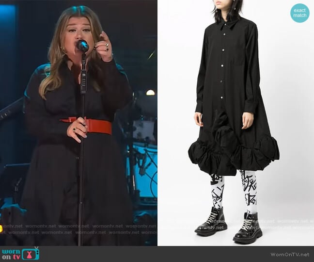 Ruffled Hem Shirt Dress by Comme Des Garcons worn by Kelly Clarkson on The Kelly Clarkson Show