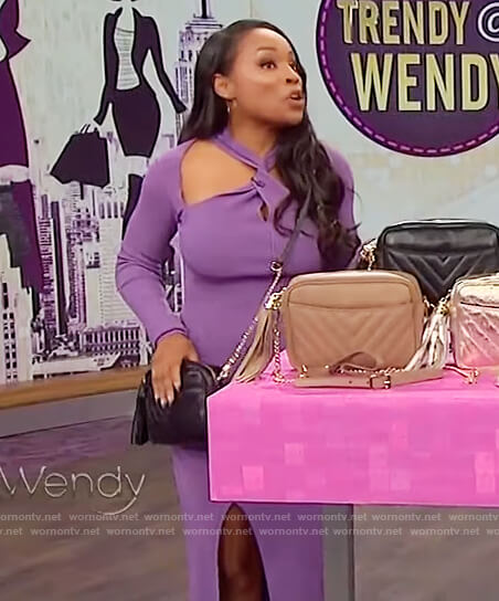 Devyn Simone’s purple cutout dress on The Wendy Williams Show