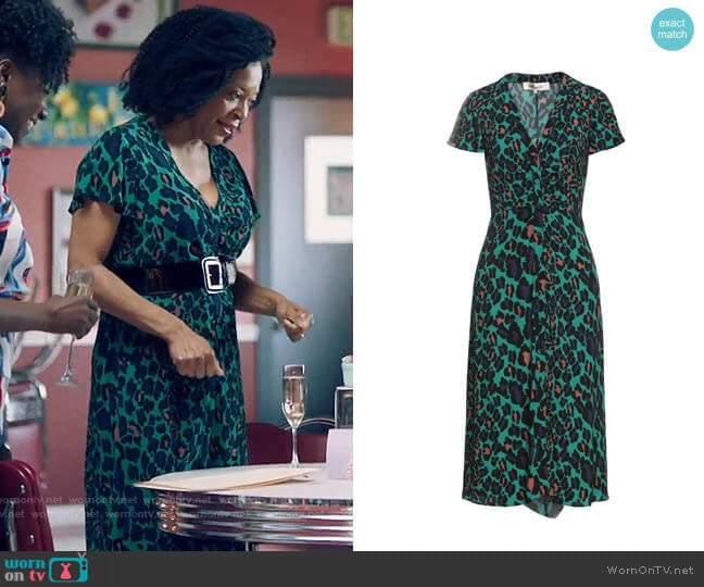 Diane von Furstenberg Leopard Midi Dress worn by Violet Bordelon (Tina Lifford) on Queen Sugar