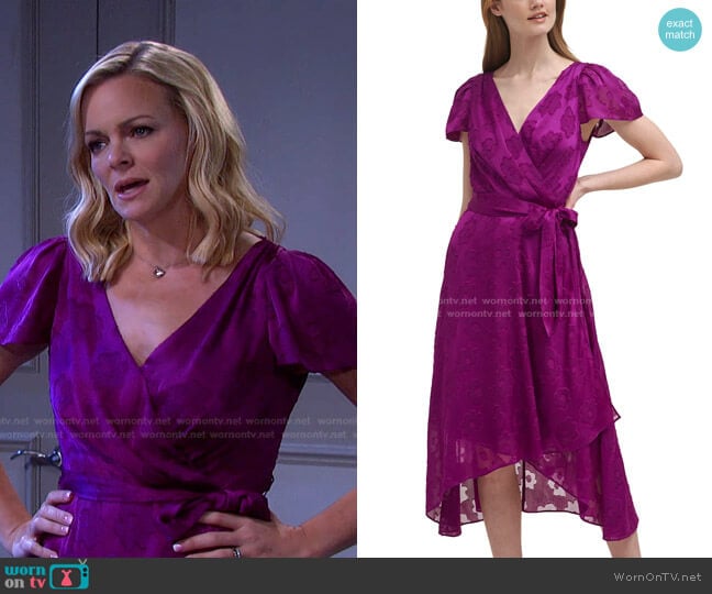 Textured Faux-Wrap Dress by DKNY worn by Belle Brady (Martha Madison) on Days of our Lives