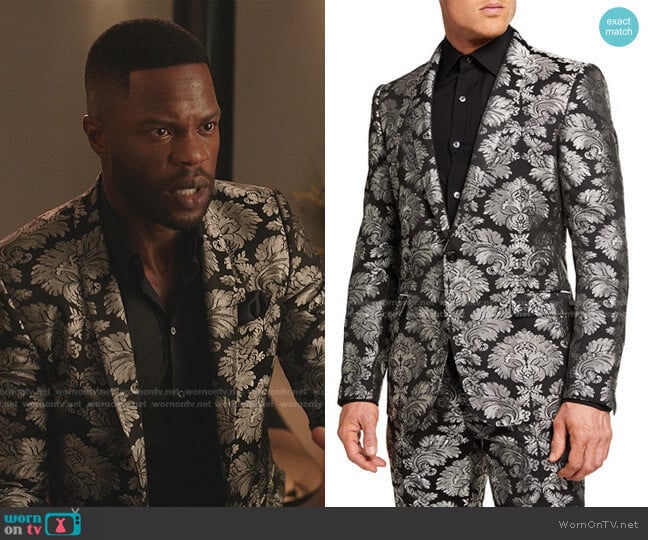 Baroque Jacquard Tuxedo Jacket by Dolce & Gabbana worn by Jeff Colby (Sam Adegoke) on Dynasty