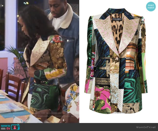 Single Breasted Patchwork Blazer by Dolce & Gabbana worn by Askale Davis on The Real Housewives of Potomac