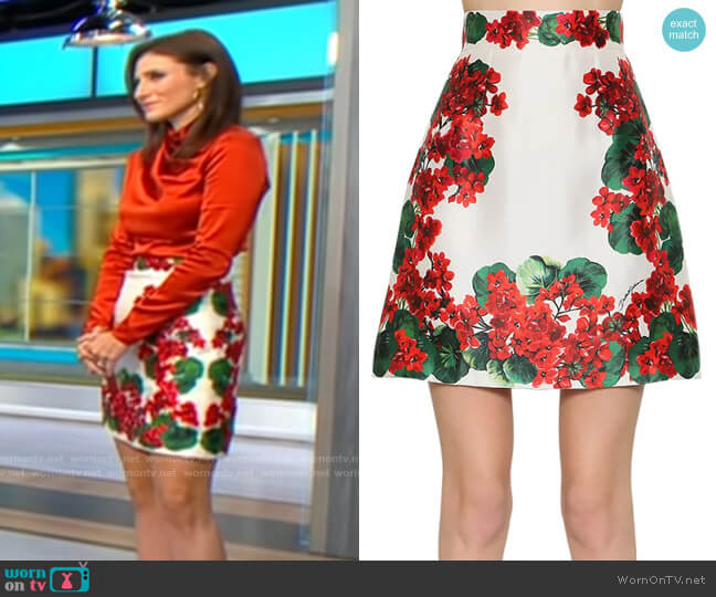 Dolce & Gabbana A-Line Silk Mikado Mini Skirt worn by Laurie Segal on CBS Mornings