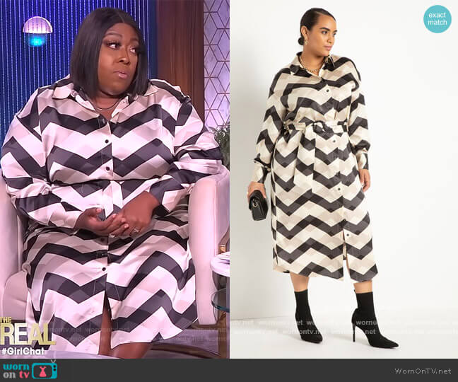 WornOnTV: Loni’s chevron print shirtdress on The Real | Loni Love ...