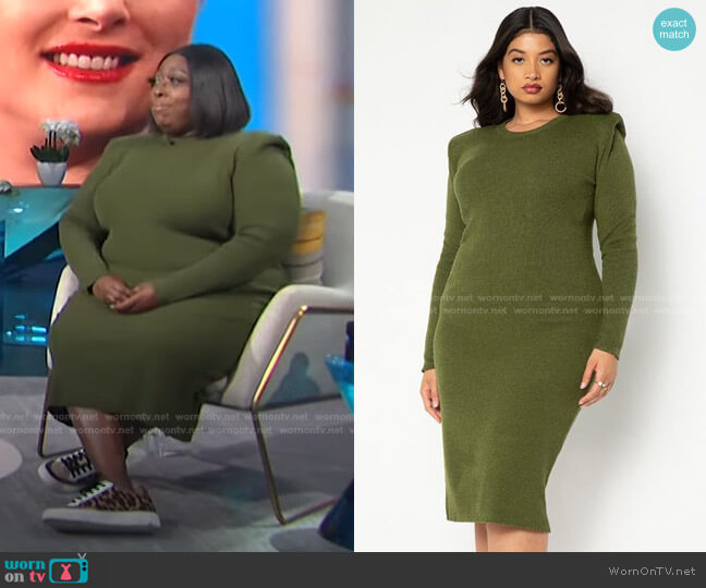 Strong Shoulder Sweater Dress by Eloquii worn by Loni Love on E! News