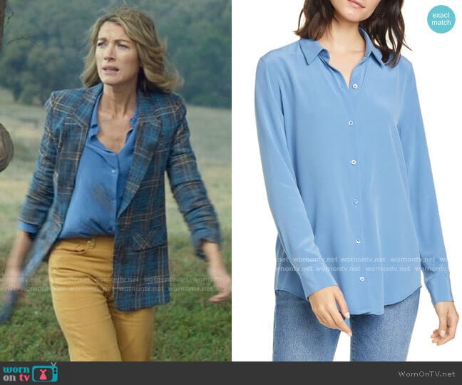 Equipment Essential Silk Button-Up Shirt in Riverside worn by Eve Harris (Natalie Zea) on La Brea