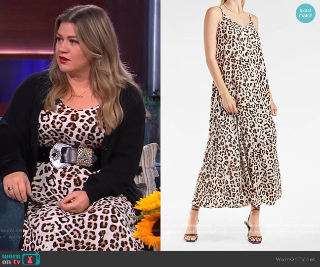 Leopard Print V-Neck Maxi Dress by Express worn by Kelly Clarkson on The Kelly Clarkson Show