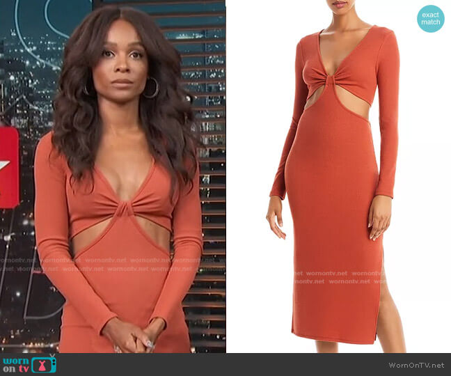 Ribbed Knit Cutout Dress by Fore worn by Zuri Hall on Access Hollywood