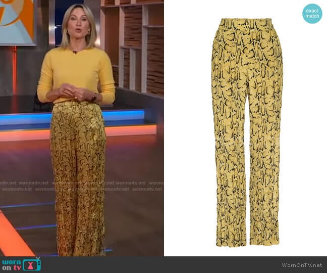 Snake Print Silk Pants by Frame worn by Amy Robach on Good Morning America