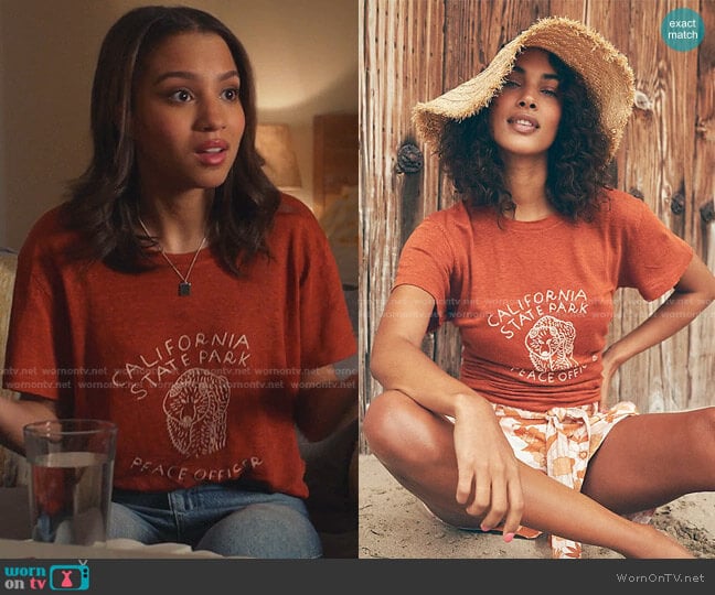 Peace Officer Tee by Free People worn by May Grant (Corinne Massiah) on 9-1-1