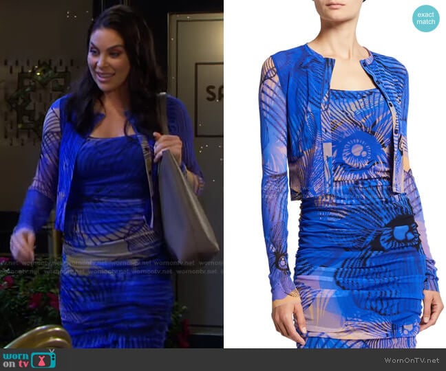 Big Floral Deco Cropped Cardigan by Fuzzi worn by Chloe Lane (Nadia Bjorlin) on Days of our Lives