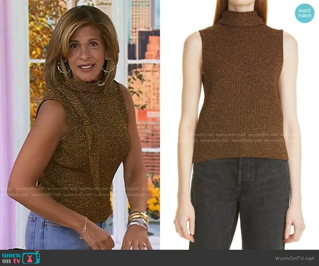 Metallic Sleeveless Sweater by Ganni worn by Hoda Kotb on Today