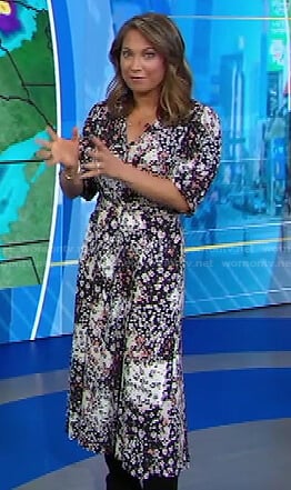 Ginger’s black floral midi dress on Good Morning America