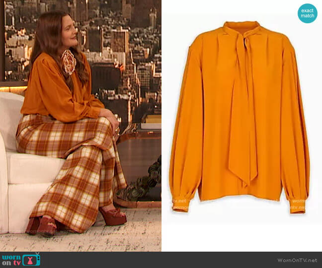 Tie Neck Blouse by Givenchy worn by Drew Barrymore on The Drew Barrymore Show