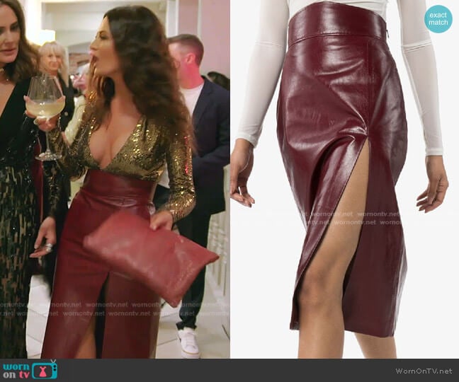 Front Slit Leather Pencil Skirt by Gucci worn by Lisa Barlow on The Real Housewives of Salt Lake City